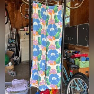 Zara Blue and Green Floral Pants